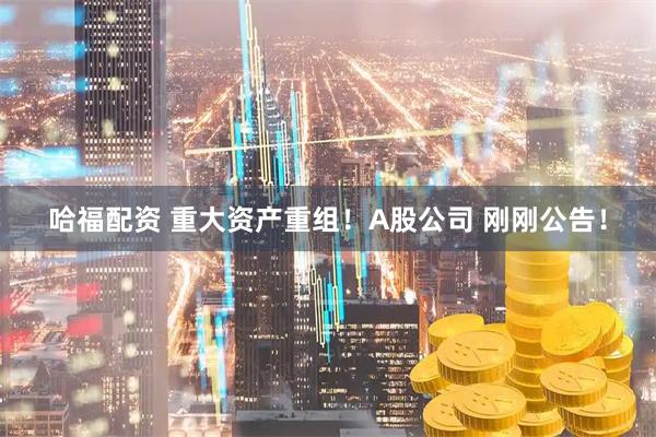 哈福配资 重大资产重组！A股公司 刚刚公告！